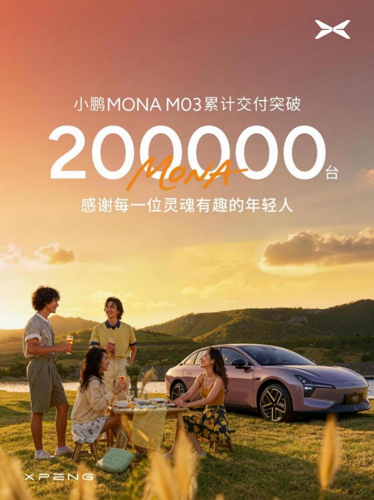 僅用14個月，小鵬MONA M03累計交付突破20萬臺